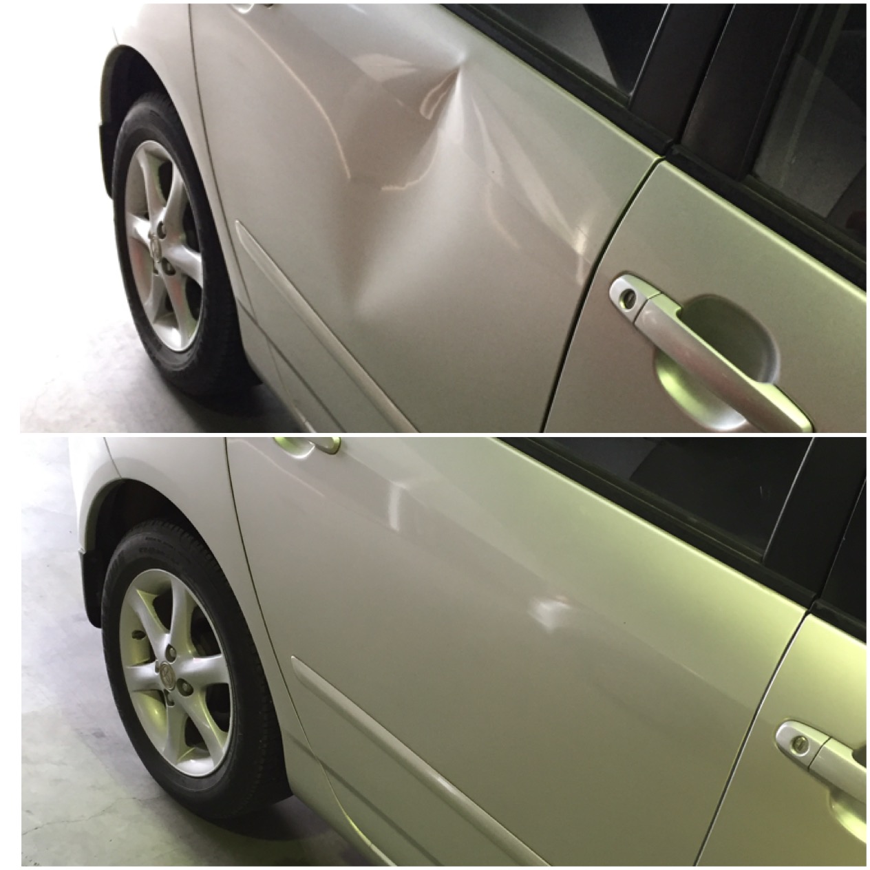 Before and after dent repair 1