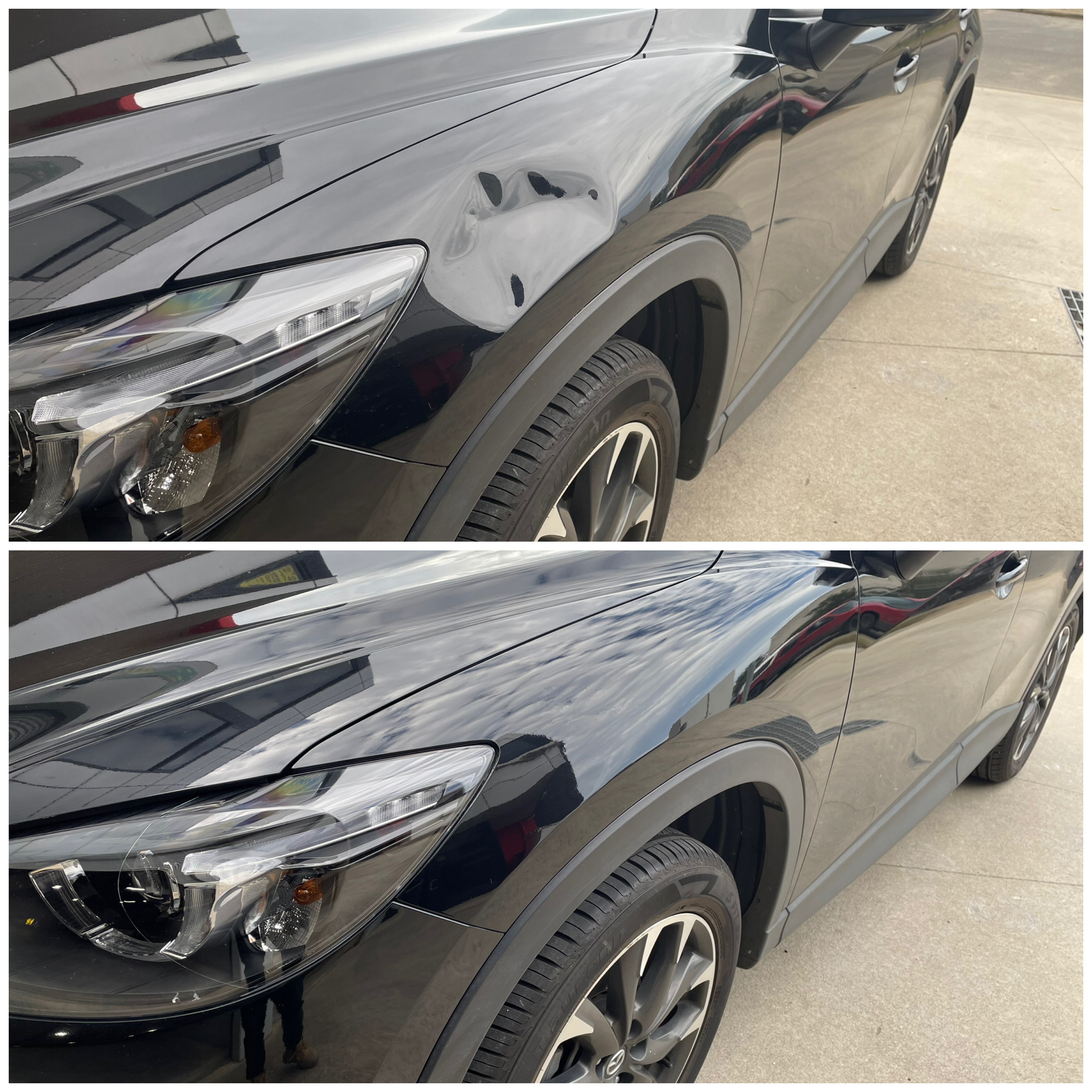 Before and after dent repair 3